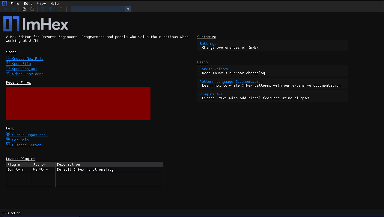 ImHex Default Screen