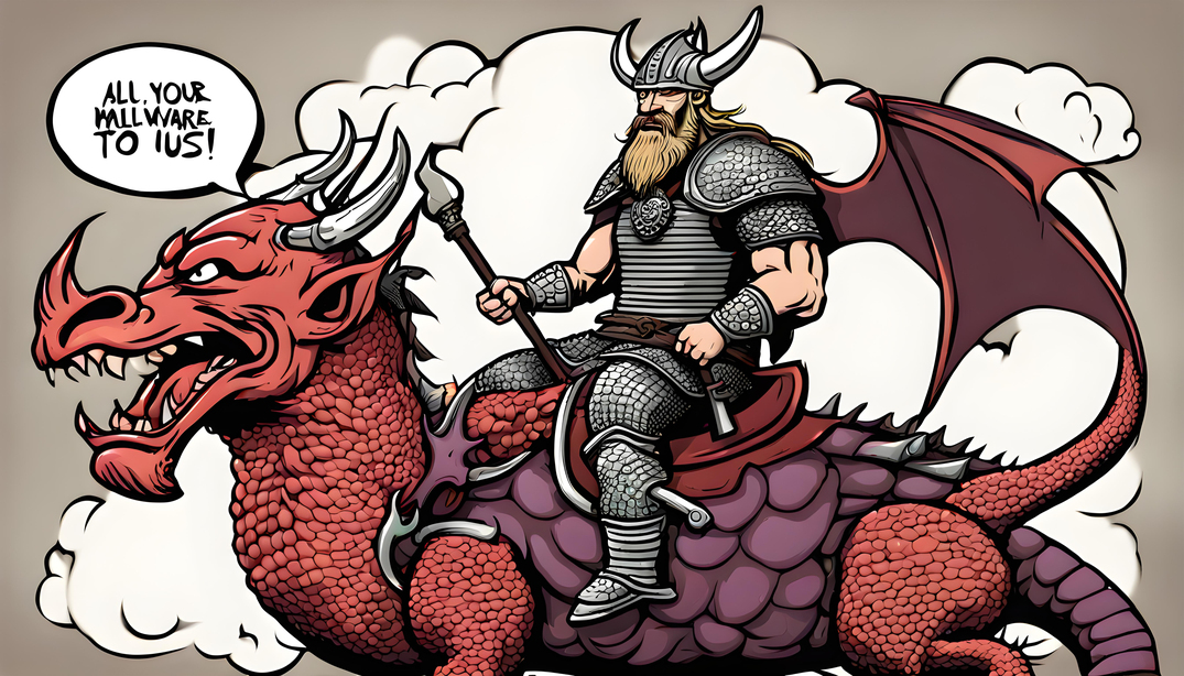 Viking riding a dragon